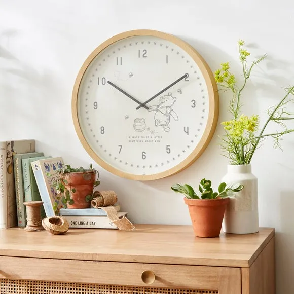 Round Wall Clock Silent Movement - Natural, Wood image