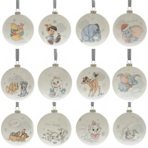 Set of 12 Christmas Baubles - White, Plastic