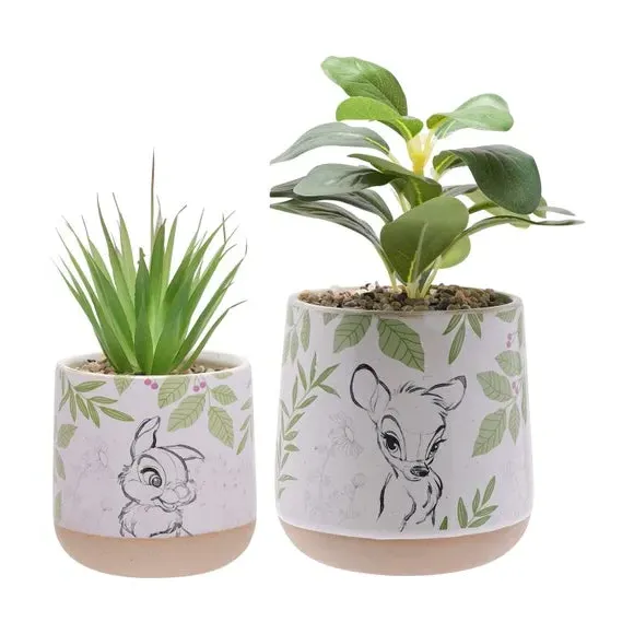 Set of 2 Artificial Succulents - White, Ceramic