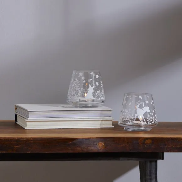 Set of 2 Candle Holders with Design - Clear Glass image