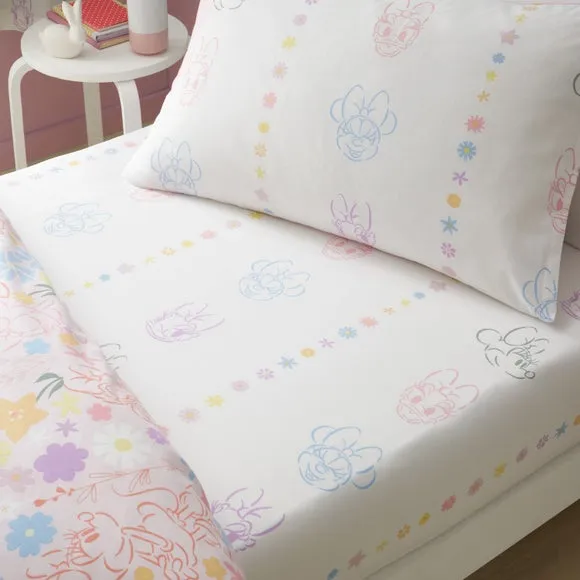 Set of 2 Fitted Sheets Character Print - Pink, Cotton