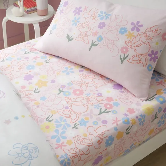 Set of 2 Fitted Sheets Character Print - Pink, Cotton image