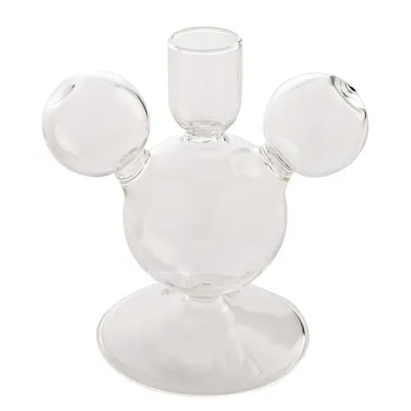 Set of 2 Mickey Mouse Candlestick Holders - Clear Glass