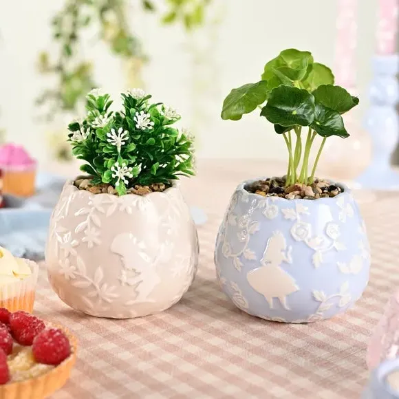 Set of 2 Plant Pots with Artificial Plants - Blue image