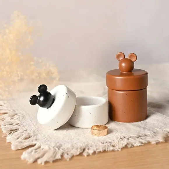 Set of 2 Trinket Pots Mickey Mouse - White, Ceramic image