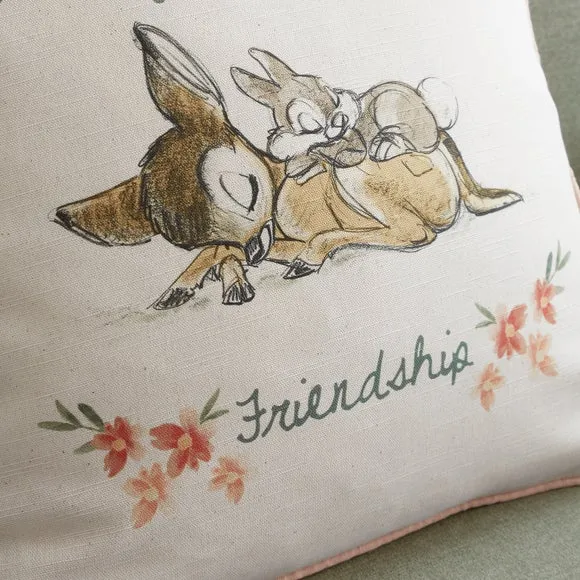 Square Cushion with Embroidery - Cream, Cotton