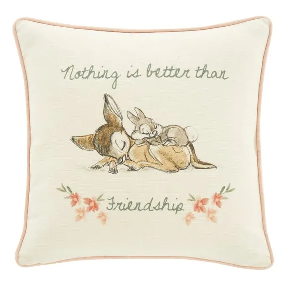 Square Cushion with Embroidery - Cream, Cotton