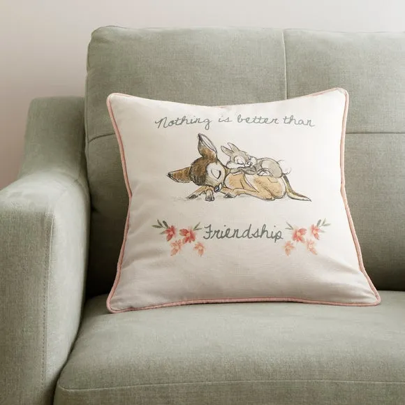 Square Cushion with Embroidery - Cream, Cotton image