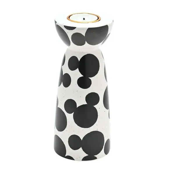 Tall Tealight Holder Mickey Design - White Ceramic