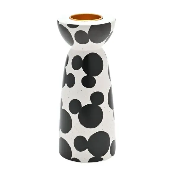 Tall Tealight Holder Mickey Design - White Ceramic