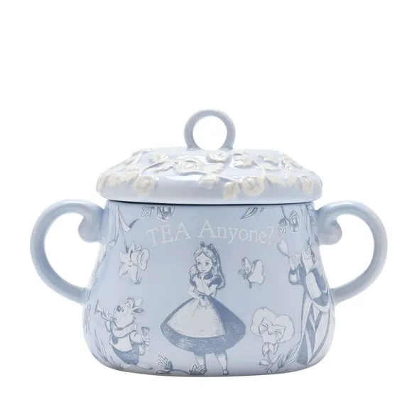Tea Canister with Decal Detail - Blue, Ceramic