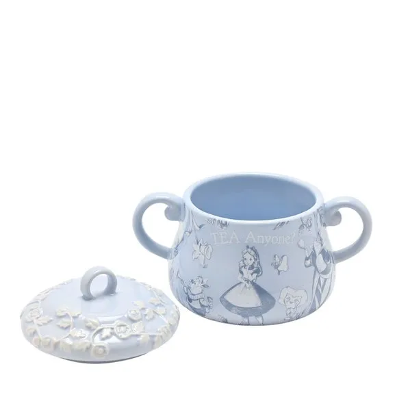 Tea Canister with Decal Detail - Blue, Ceramic