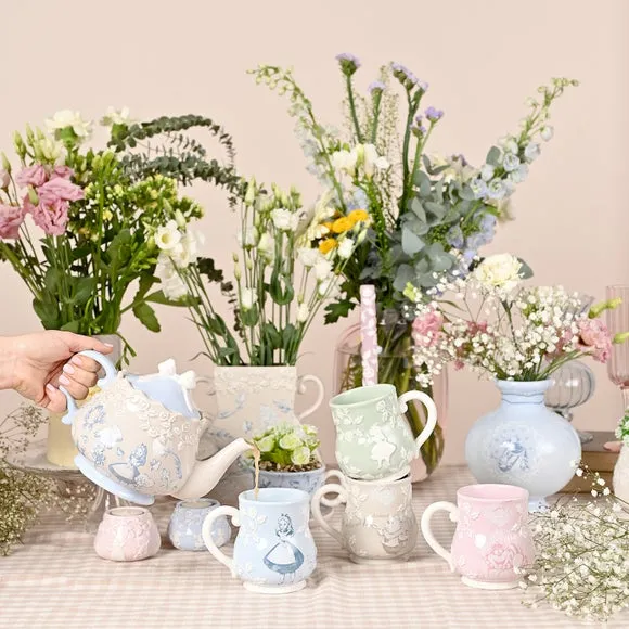 Teacup Plant Pot with Artificial Flowers - Blue