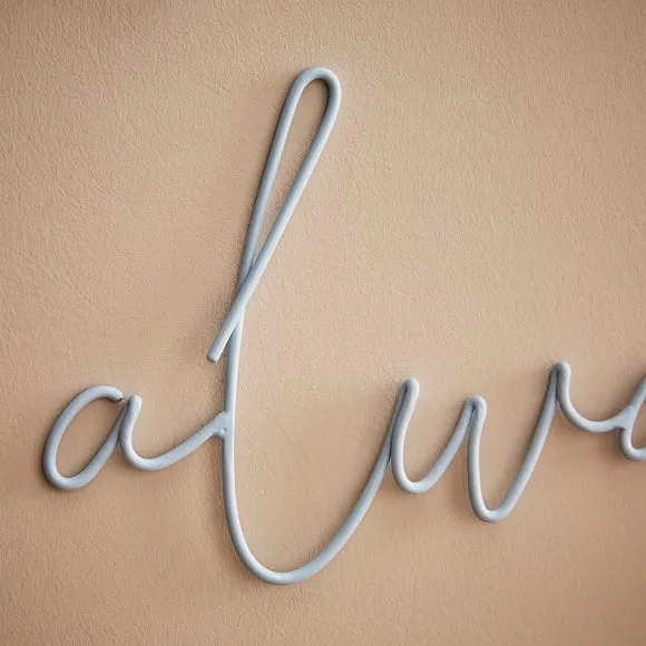 Wire Wall Art with Quote - Blue