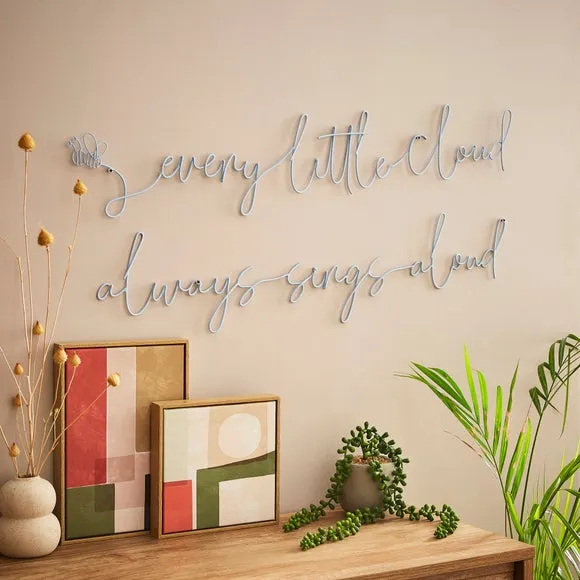 Wire Wall Art with Quote - Blue image
