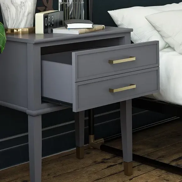 1 Drawer Bedside Table with Gold Accents - Graphite