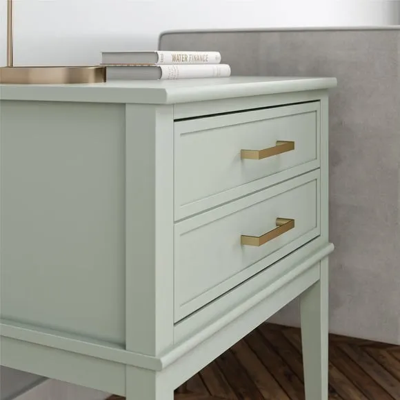 1 Drawer Bedside Table with Gold Accents - Green