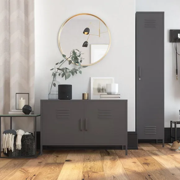 2-Door Accent Cabinet - Grey, Metal