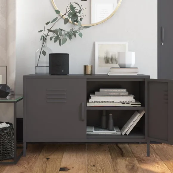 2-Door Accent Cabinet - Grey, Metal