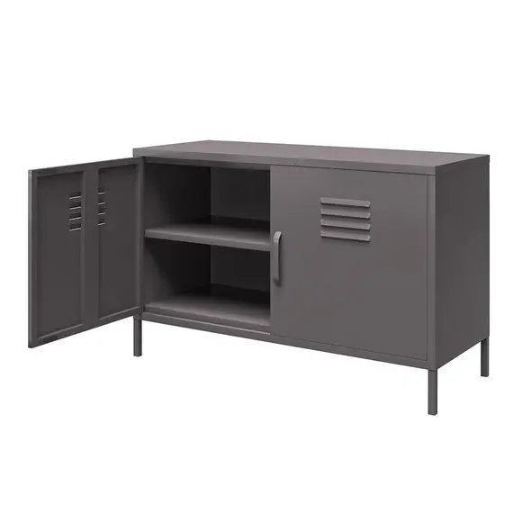2-Door Accent Cabinet - Grey, Metal