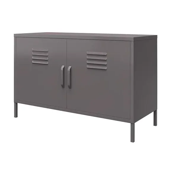 2-Door Accent Cabinet - Grey, Metal
