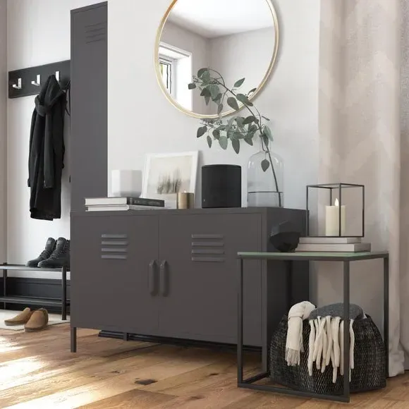 2-Door Accent Cabinet - Grey, Metal image