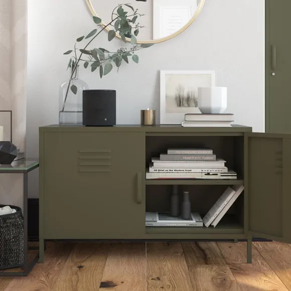 2-Door Accent Cabinet - Olive, Metal