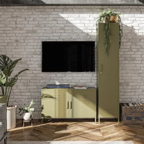 2-Door Accent Cabinet - Olive, Metal