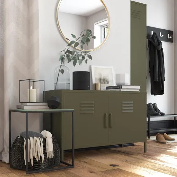 2-Door Accent Cabinet - Olive, Metal