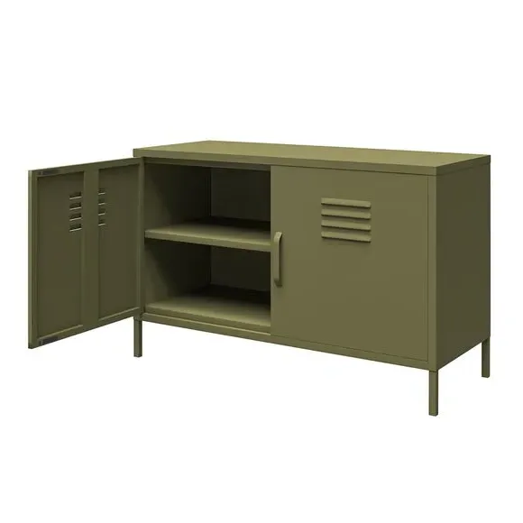 2-Door Accent Cabinet - Olive, Metal