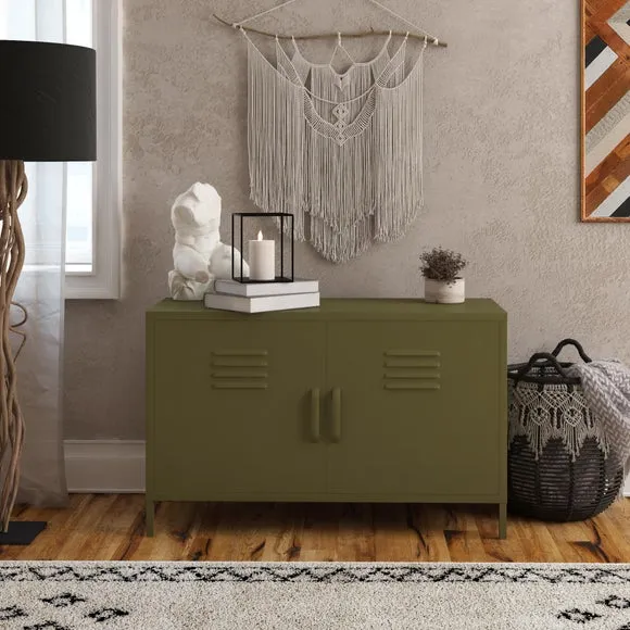 2-Door Accent Cabinet - Olive, Metal