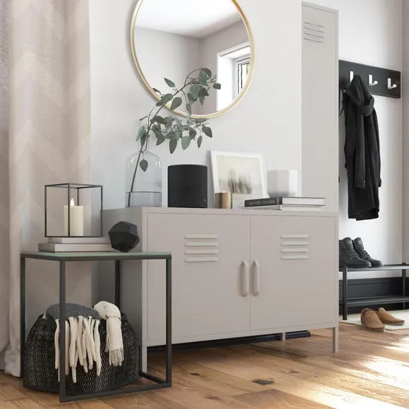 2-Door Accent Cabinet - Taupe, Metal