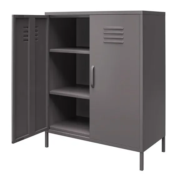 2 Door Storage Cabinet - Grey, Metal