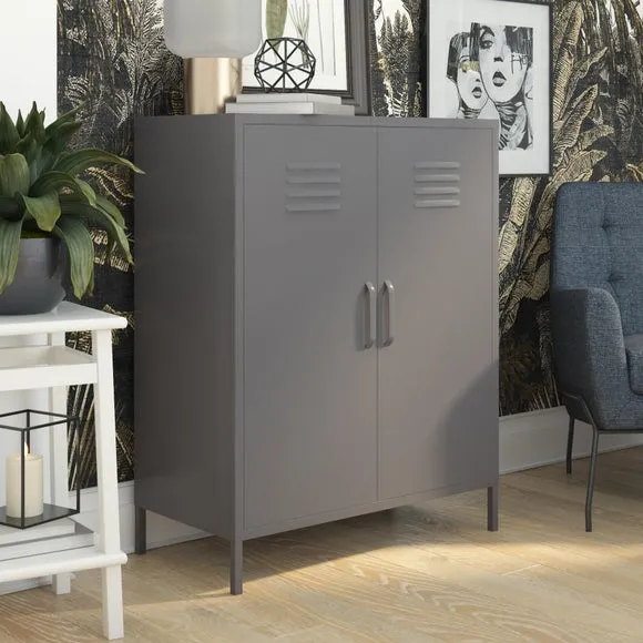 2 Door Storage Cabinet - Grey, Metal image