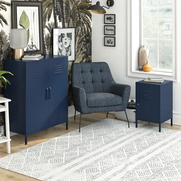 2 Door Storage Cabinet - Navy, Metal