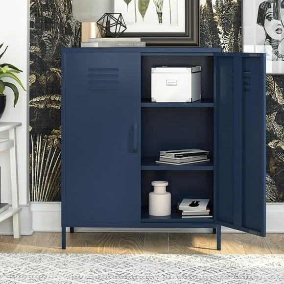 2 Door Storage Cabinet - Navy, Metal