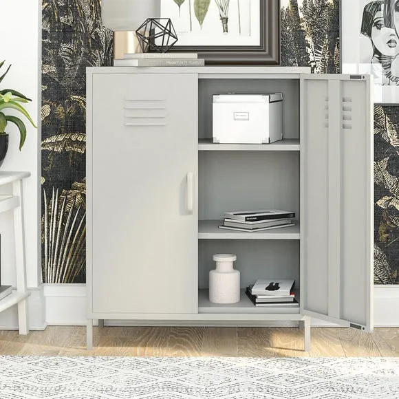2-Door Storage Cabinet - Taupe, Metal