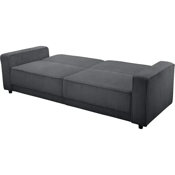 3-Seater Sofa Bed with Storage - Anthracite, Corduroy