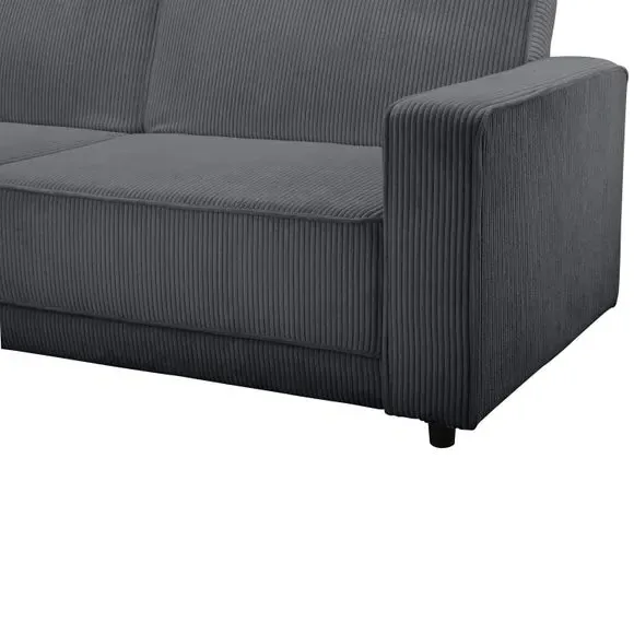 3-Seater Sofa Bed with Storage - Anthracite, Corduroy