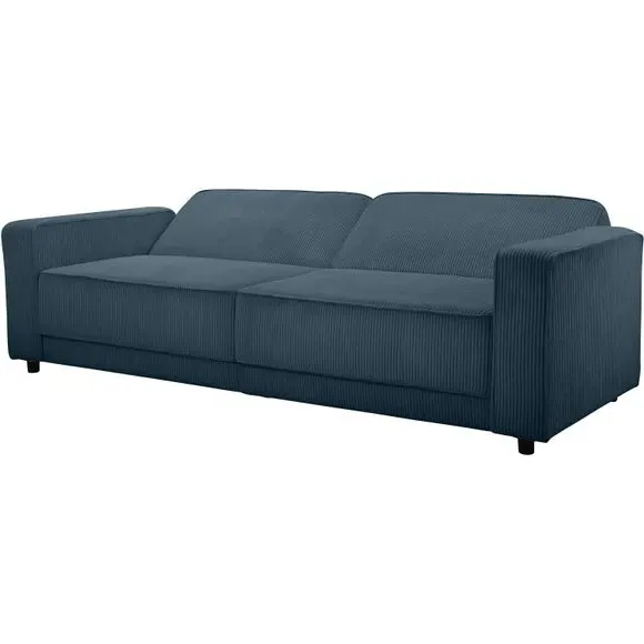 3-Seater Sofa Bed with Storage - Blue, Corduroy