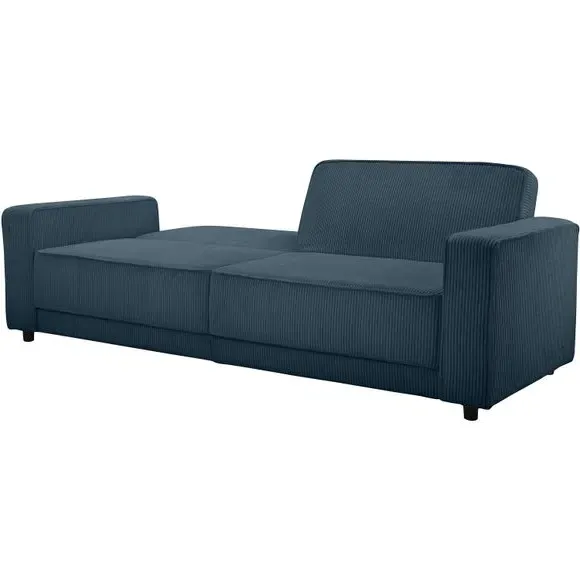 3-Seater Sofa Bed with Storage - Blue, Corduroy