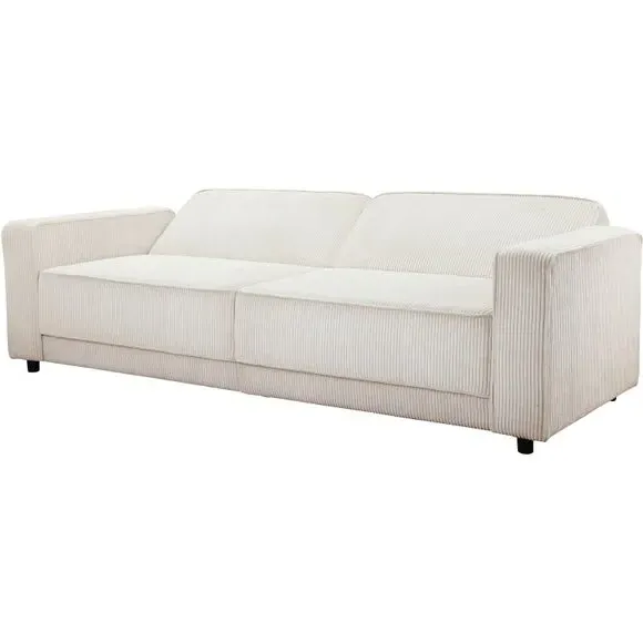 3-Seater Sofa Bed with Storage - Cream, Corduroy