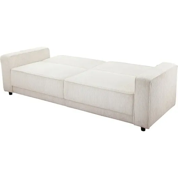 3-Seater Sofa Bed with Storage - Cream, Corduroy