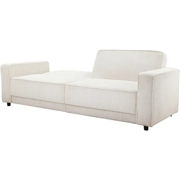 3-Seater Sofa Bed with Storage - Cream, Corduroy