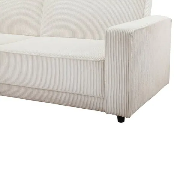 3-Seater Sofa Bed with Storage - Cream, Corduroy