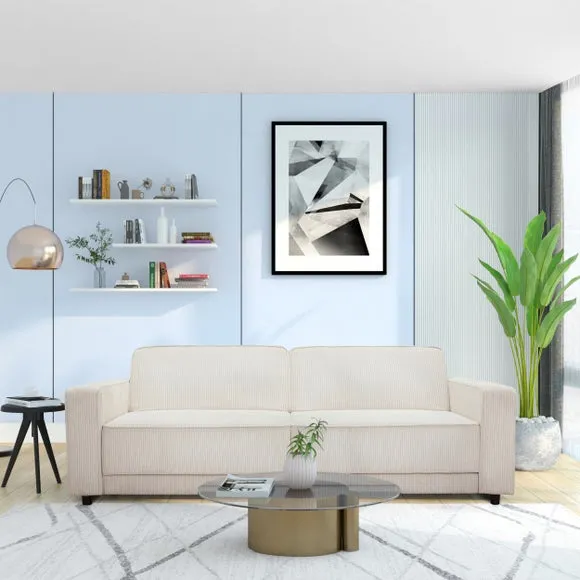 3-Seater Sofa Bed with Storage - Cream, Corduroy