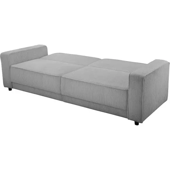 3-Seater Sofa Bed with Storage - Light Grey, Corduroy