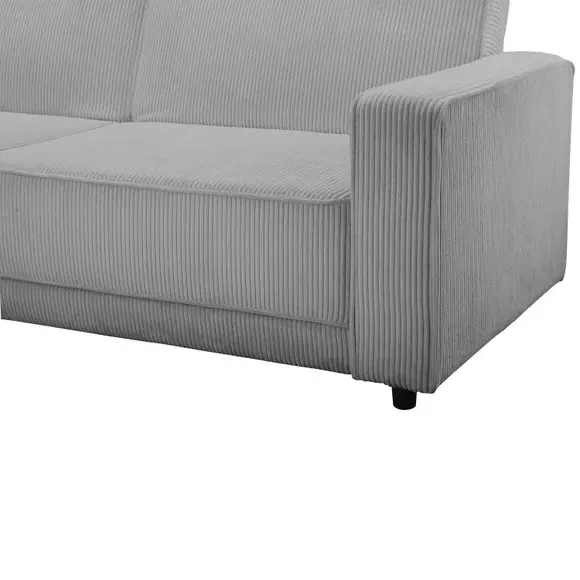 3-Seater Sofa Bed with Storage - Light Grey, Corduroy