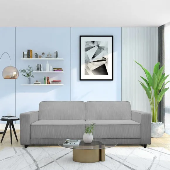 3-Seater Sofa Bed with Storage - Light Grey, Corduroy