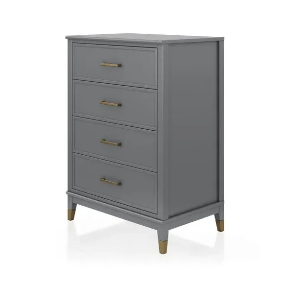 4-Drawer Chest with Gold Hardware - Graphite